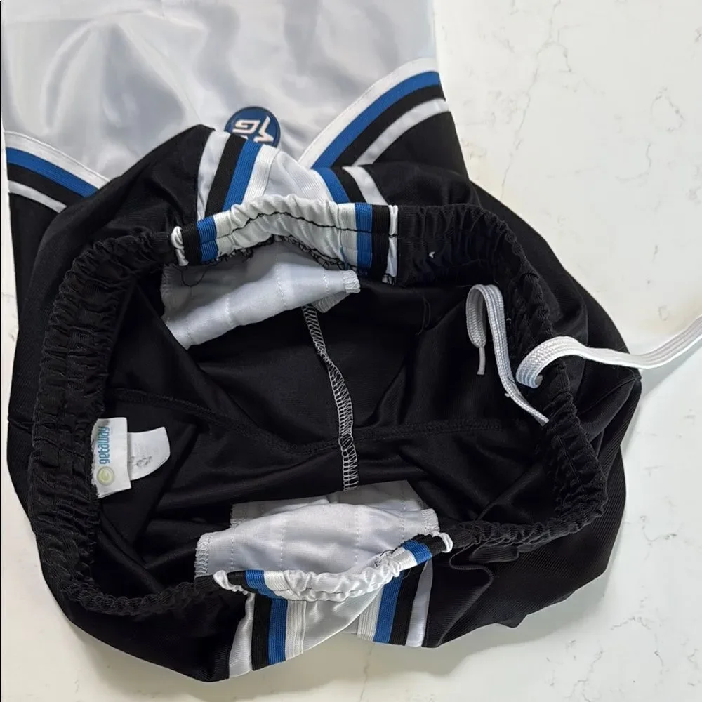 Getaway athletic shorts.  Youth Black and White Athletic Shorts.  Size large.